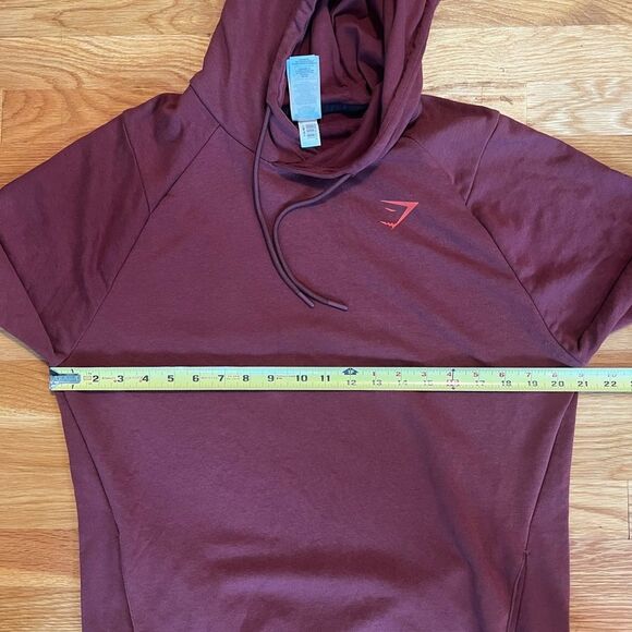 Gymshark Womens Graphics Fraction Hoodie Sweatshirt Front Pocket Maroon Size L - Picture 11 of 13